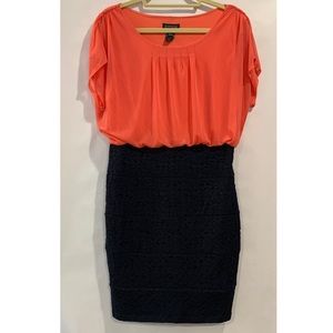 NWOT Coral & Navy Bodycon Dress